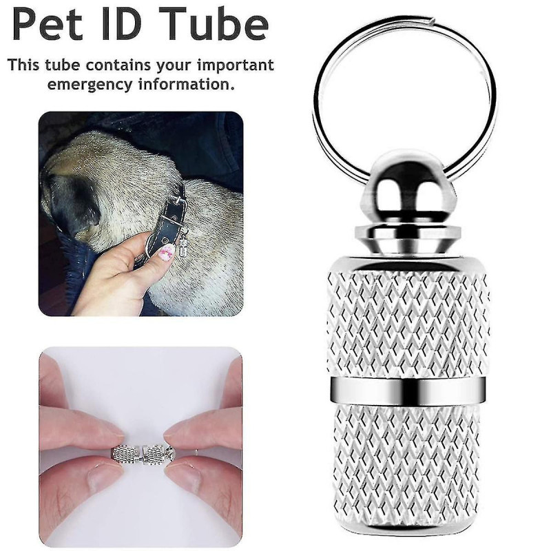 Noël Anti-perdu Pet Id Tag Barrel, 6 Pcs Acier inoxydable Pet Dog Cat Puppy