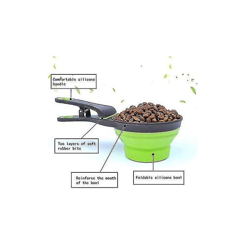 3-in-1 Multi-purpose Pet Food Scoop ,collapsible Silicone,pet Travel Bowl