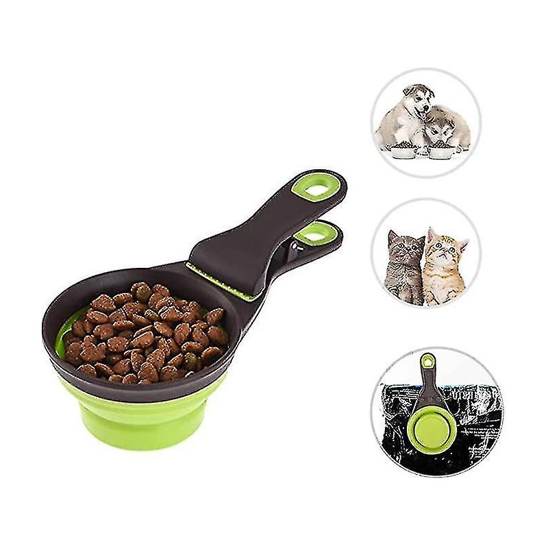 3-in-1 Multi-purpose Pet Food Scoop ,collapsible Silicone,pet Travel Bowl
