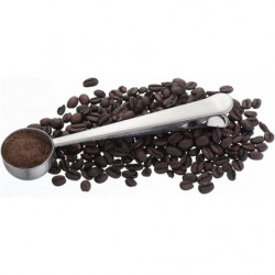Stainless Steel Coffee Measuring Spoon With Clip Multifunctional Food Sealing Clip (Silver) (1Pcs) Stainless Steel Coffee Measuring Spoon With Clip Multifunctional Food Sealing Clip (Silver) (1Pcs)