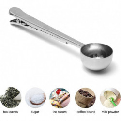 Stainless Steel Coffee Measuring Spoon With Clip Multifunctional Food Sealing Clip (Silver) (1Pcs) Stainless Steel Coffee Measuring Spoon With Clip Multifunctional Food Sealing Clip (Silver) (1Pcs)