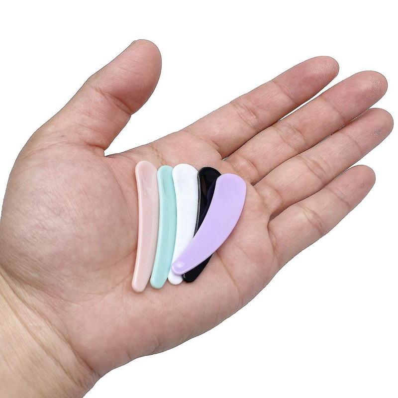 100 Pcs Mini Curved Cosmetic Scoop Makeup Mask Plastic Spoon Multicolor Disposable Curved Cosmetic Spatula Spoon
