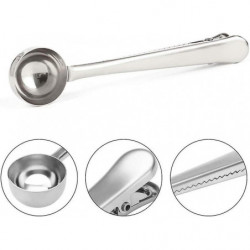 2pcs Coffee Scoop With Coffee Sealer Bag Clip(silver