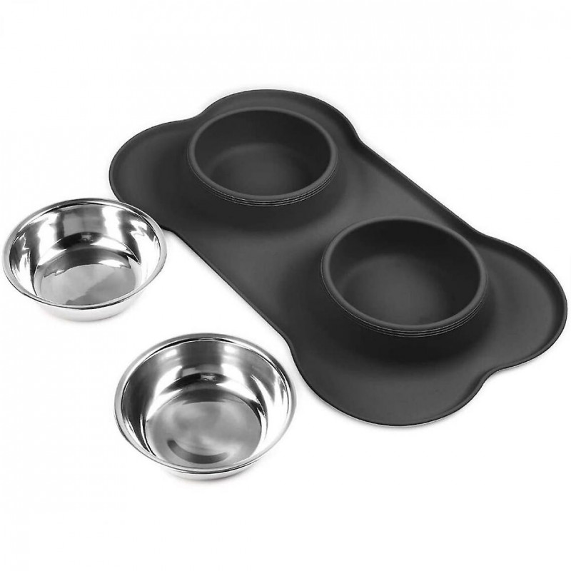 Durable Stainless Steel Dog Bowl Sand Resistant Silicone Pad Pet Food Pet Dog Food Cats |