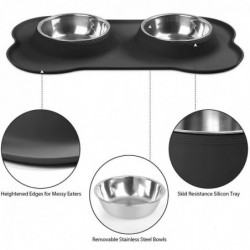 Durable Stainless Steel Dog Bowl Sand Resistant Silicone Pad Pet Food Pet Dog Food Cats |