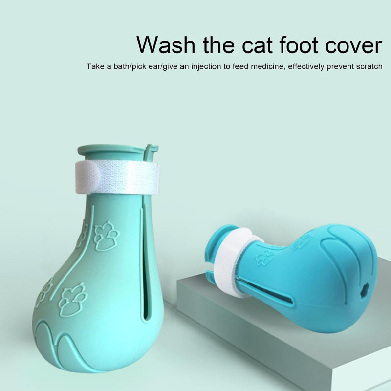 4Pcs Cat Claw Cover Soft Anti-Scratch Silicone Pet Cat Kitten Bath Paw Cover Boot Pet Supplies
