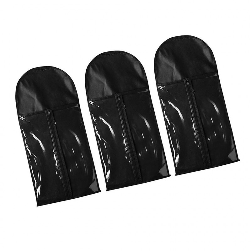 3pcs Dustproof Hair Extensions Wig Storage Bag Holder Case Protect Black