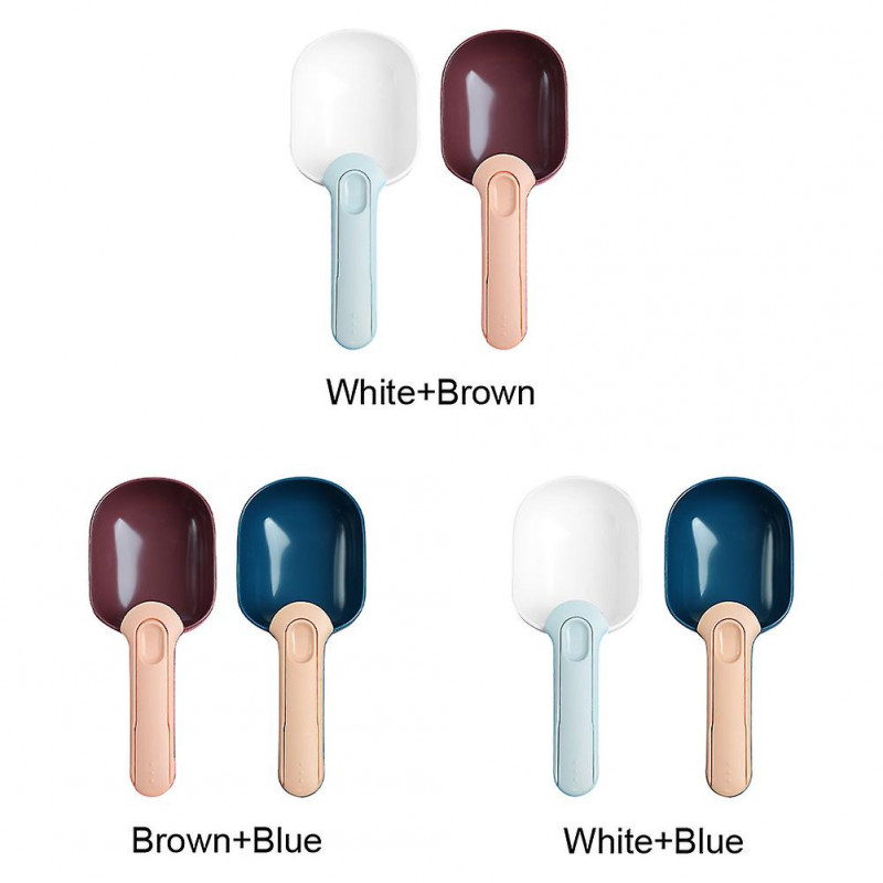 2pcs Practical Pet Food Spoon With Clip Garden Dog Cat Feeding Shovel Cute Home