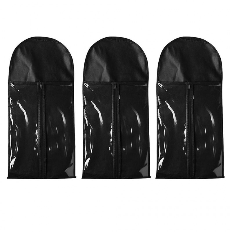 3pcs Dustproof Hair Extensions Wig Storage Bag Holder Case Protect Black