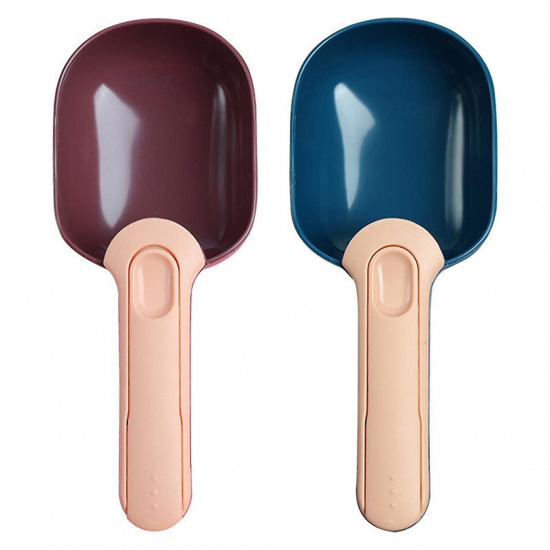 2pcs Practical Pet Food Spoon With Clip Garden Dog Cat Feeding Shovel Cute Home