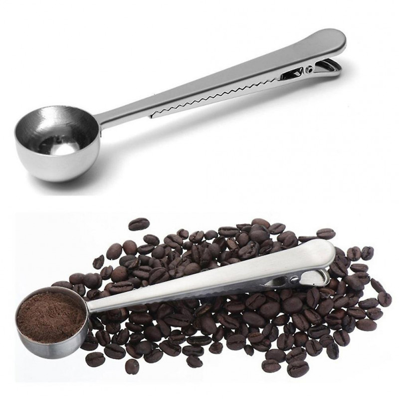 ZHOUBA Durable Stainless Steel Kitchen Coffee Measuring Spoon Bag Sealing Clip Spoon