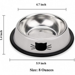 2pcs Stainless Steel Pet Cat Bowl Kitten Puppy With Painted Dish 2pcs Stainless Steel Pet Cat Bowl Kitten Puppy With Painted Dish