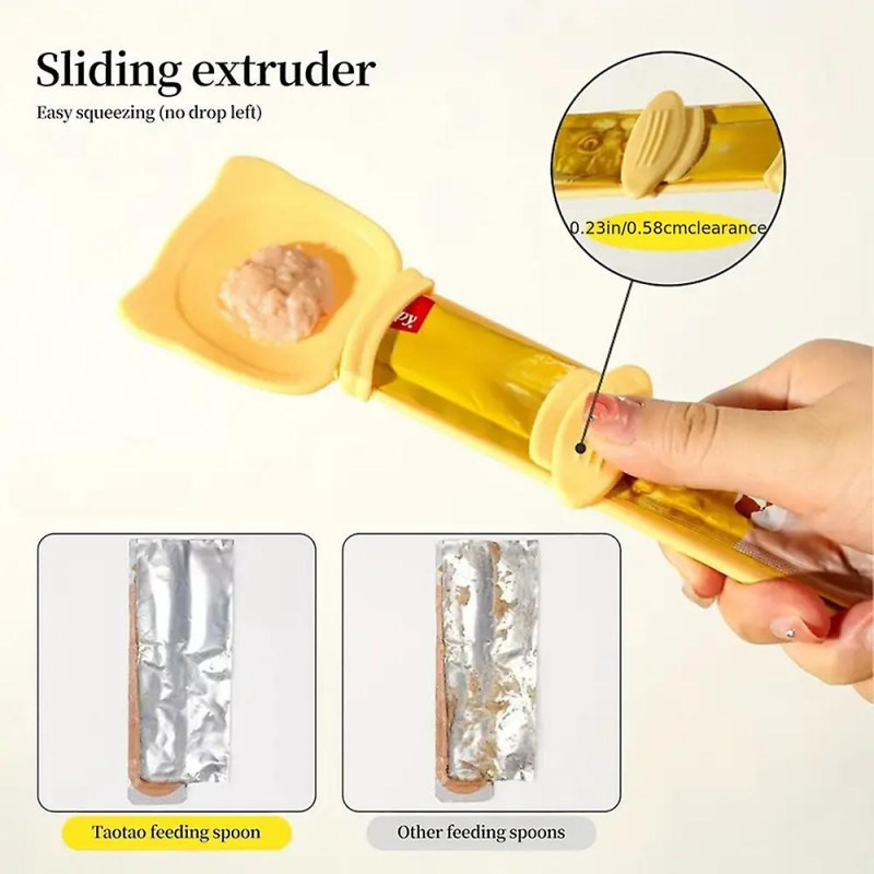 Cat Strip Feeder Squeeze Spoon with Hooks Reusable Handheld Food Spoon for Cat Kittens