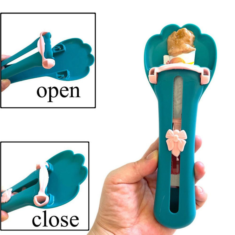 Lovely Paw-Shape Cat Feeder Squeeze Spoon Detachable Pet Feeding Feeder for All Cat Kittens