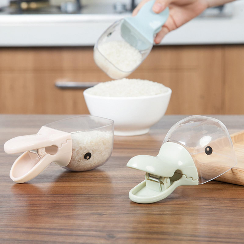 Food Scoop Clip Essential Creative Duck Mouth Shape Transparent Cat Dog Food Shovel for Sealing