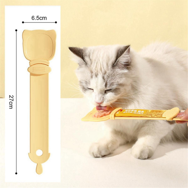 Pet Feeder Spoon Cat Snack Liquid Food Squeeze Tools Multifunctional Cat Feeding Spoon Orange