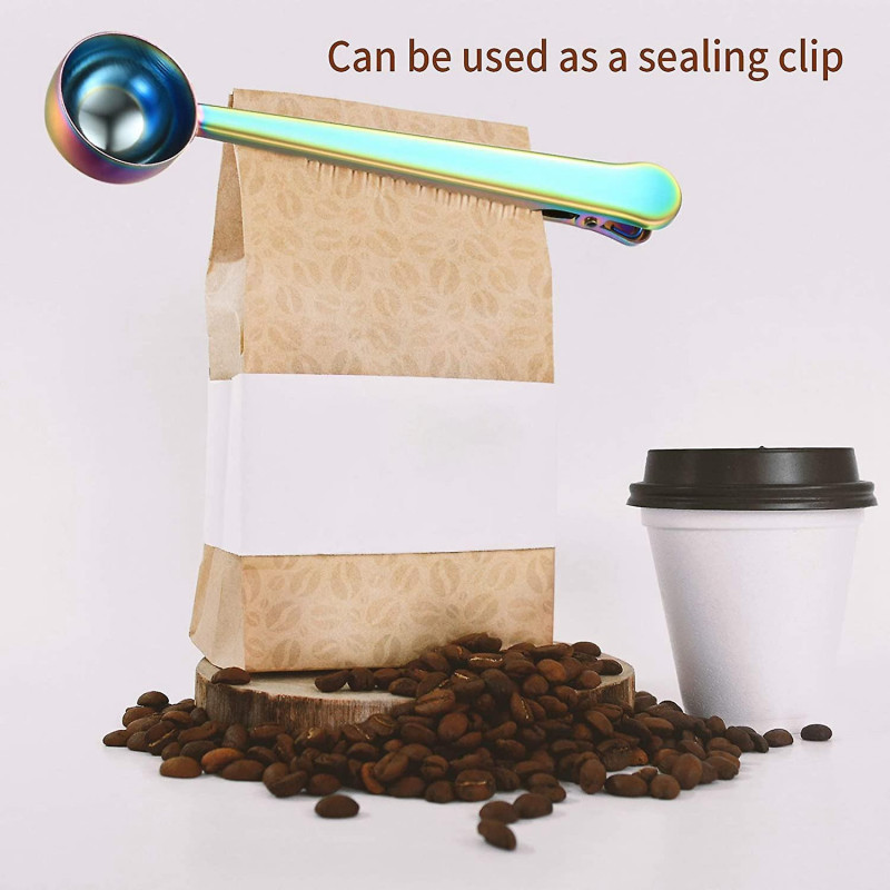 Coffee Scoop Clip,Stainless Steel Coffee Scoop Bag Clip,Multifunction Coffee Scoop with Clip,for Co
