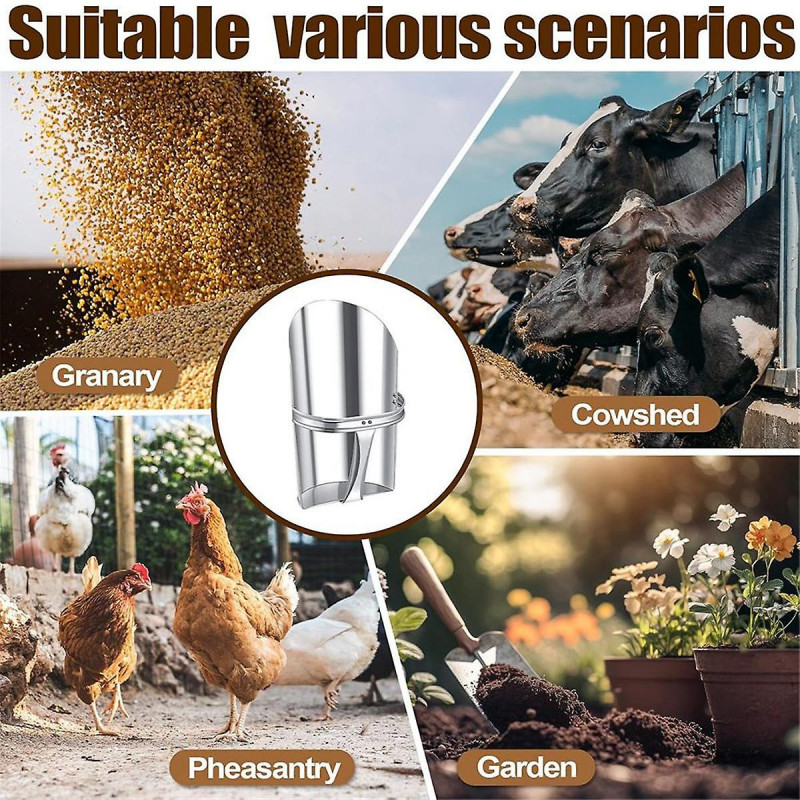 2 Pcs Métal Alimentation Grain Pelle pour Bétail 2 Tailles Heavy Duty Empilable Cheval Alimentation Pelle avec Poignée