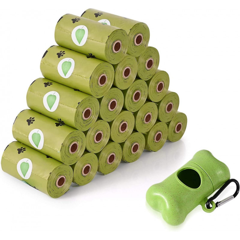Sacs de caca de chien, paquet de 20 rouleaux de 90, 9 x 13 caca biodégradables et compostables