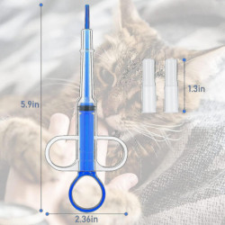 Cat Pill Shooter Pill Dispenser Pet Tablet Syringe Pusher Soft Tip (blue 2 Pieces)