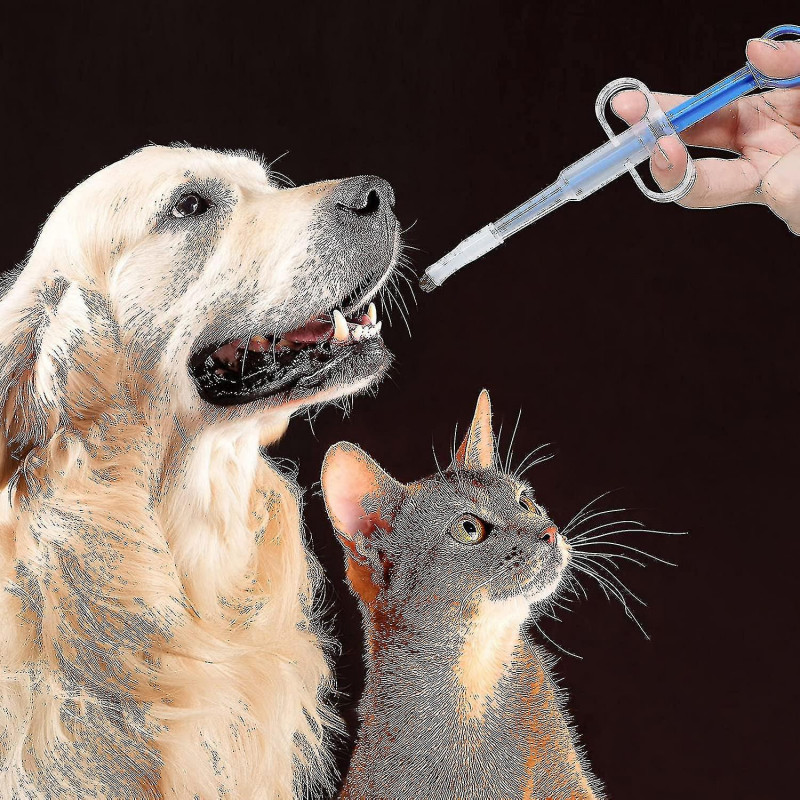 Cat Pill Shooter Pill Dispenser Pet Tablet Syringe Pusher Soft Tip (blue 2 Pieces)