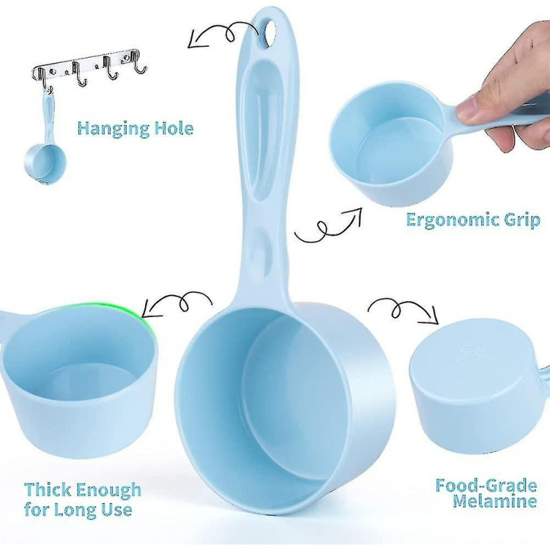 Sturdy Melamine Food Scoop For Dogs Cats Birds, Measuring Cup, Long Comfortable Handle