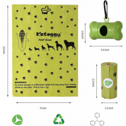 Sacs de caca de chien, paquet de 20 rouleaux de 90, 9 x 13 caca biodégradables et compostables