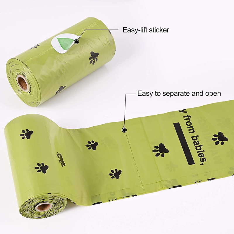 Sacs de caca de chien, paquet de 20 rouleaux de 90, 9 x 13 caca biodégradables et compostables