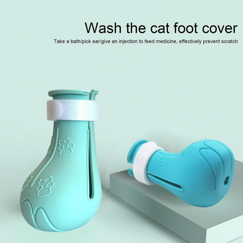 4Pcs Cat Claw Cover Soft Anti-Scratch Silicone Pet Cat Kitten Bath Paw Cover Boot Pet Supplies Mengxi