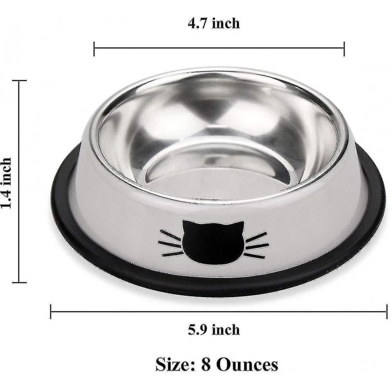 2pcs Stainless Steel Pet Cat Bowl Kitten Puppy With Painted Dish