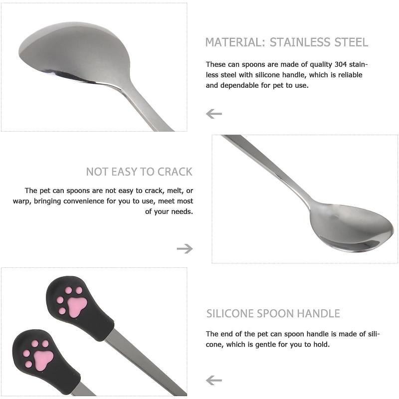 4Pcs Dog Cat Spoon Pet Can Spoon Stainless Steel Pet Food Spoon Cat Claw Spoon