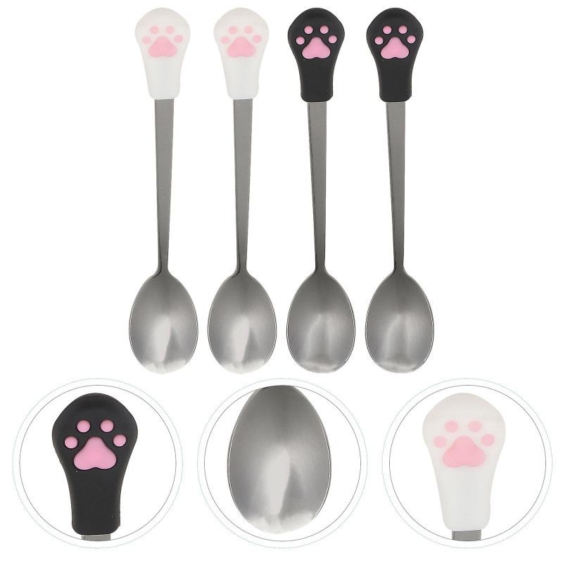 4Pcs Dog Cat Spoon Pet Can Spoon Stainless Steel Pet Food Spoon Cat Claw Spoon