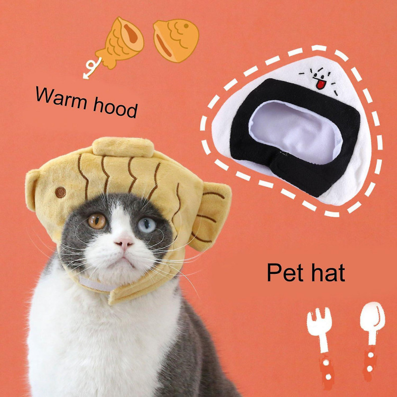 ZHOUBA Pet Hat Attractive Adorable Cotton Cartoon Sushi Shape Pet Cat Dog Headwear Pet Supplies