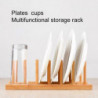 Dishes Drain Rack Space-saving Multi-purpose Kitchen Tool Multi Slots Wooden Plate Water Cup Organiz