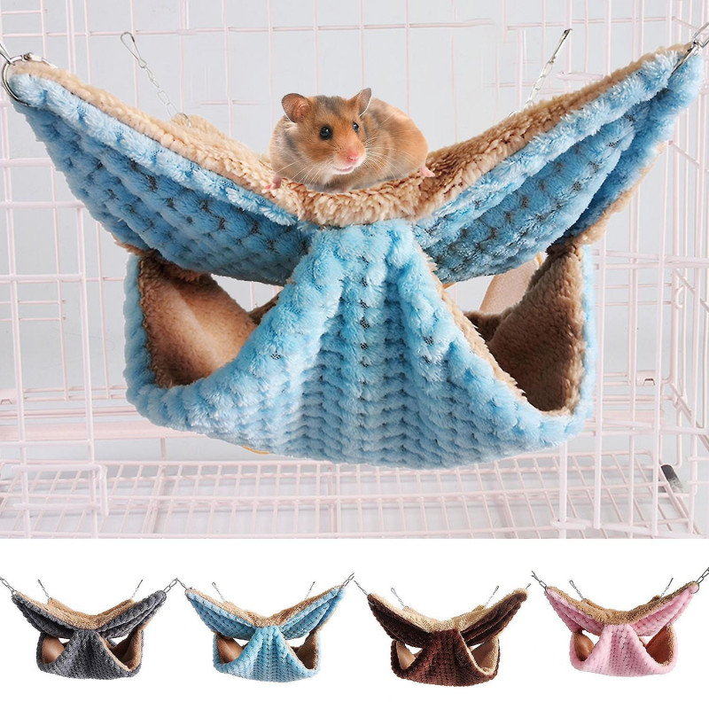 Big Space Double Layer Chain Straps Hanging Pet Sleeping Bag Winter Fleece Solid Color Small Pet Ham