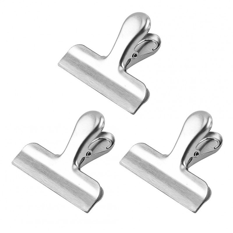 3pcs Bills Sealing Bag Clip Chips Snack Durable For Food T Shape Stainless Steel