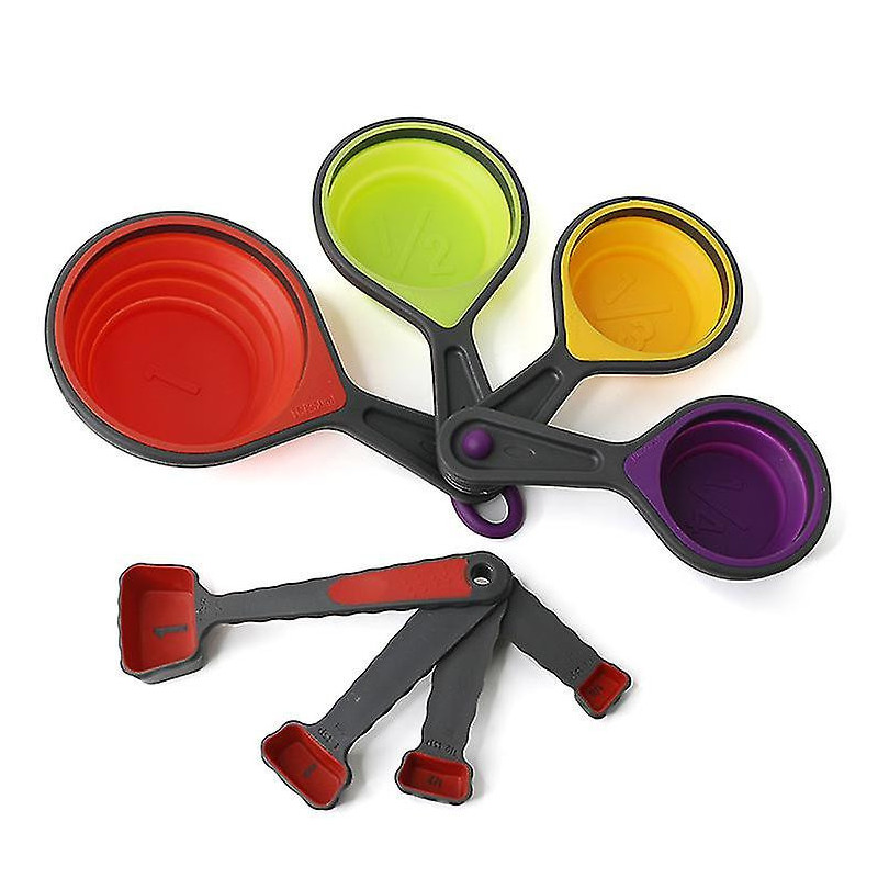 Foldable Silicone Soft Measuring Cups And Spoons, 8-piece Portable Food Grade Silicone Measuring Cups For Liquid [...]