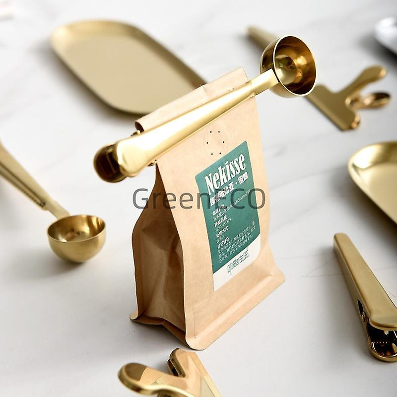Stainless Steel Coffee Scoop With Clip, Multi-function Spoon Bag Sealing Clip For Coffee Beans And Tea Leaves