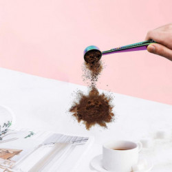 Coffee Scoop Clip,4 Pcs Stainless Steel Table Spoon,2 in 1 Long Handle Multifunction Sealing Bag Cl