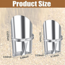 2 Pcs Métal Alimentation Grain Pelle pour Bétail 2 Tailles Heavy Duty Empilable Cheval Alimentation Pelle avec Poignée