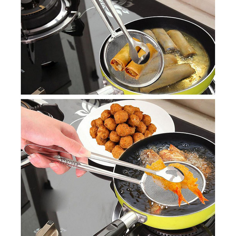 Multi-functional Filter Spoon With Clip Food Kitchen Oil-frying Bbq Filter