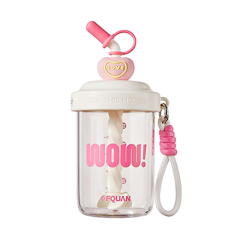 Stirring Cup Student White Collar Coffee Protein Powder Plastic Water Cup Cute Handheld Large Capacity Straw Cup [...]