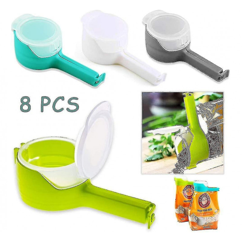 8 Pcs Food Bag Sealing Clip With Pour Spout(random Color)