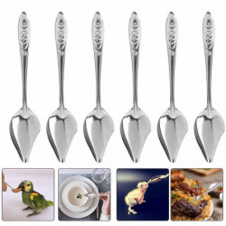 6 Pcs Stainless Steel Spoon Special Feeding Scoop Pet Food Supplies Metal Hand Scoop Parrot Feeding Spoon
