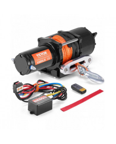 Treuil électrique, capacité de traction de ligne de 4500 lb, 39 pieds 12 brins corde synthétique guide-câble en [...]