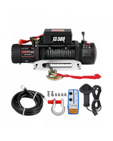 Treuil de récupération électrique 12V 13500LB Corde synthétique 4x4 robuste