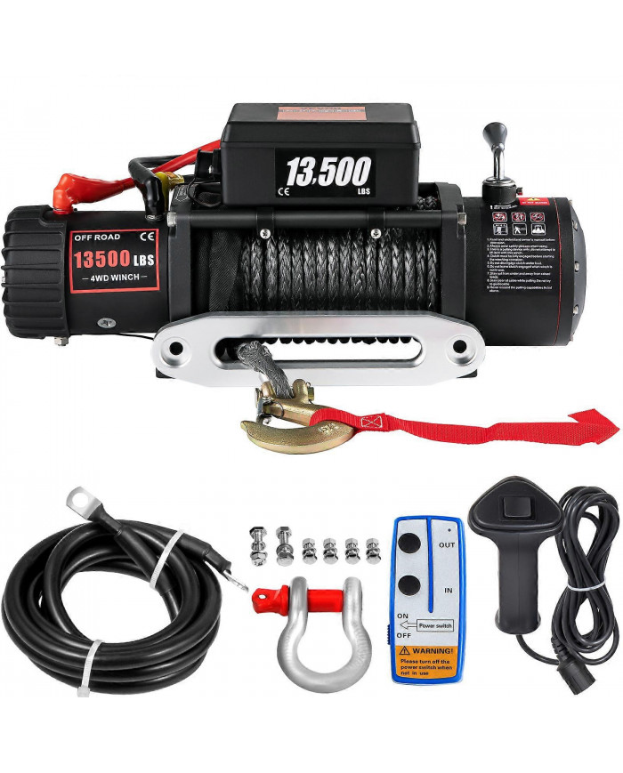 Treuil de récupération électrique 12V 13500LB Corde synthétique 4x4 robuste