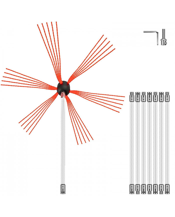 26FT / 8M Ramoneur Brosse Ramonage Kit de Ramonage Nylon 8 Tiges