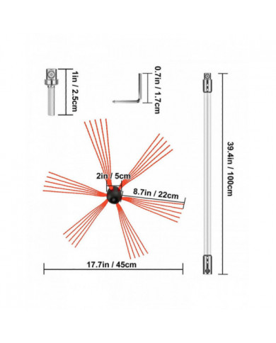 26FT / 8M Ramoneur Brosse Ramonage Kit de Ramonage Nylon 8 Tiges