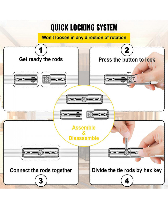 26FT / 8M Ramoneur Brosse Ramonage Kit de Ramonage Nylon 8 Tiges
